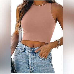 ReoRia Women's Blush Sleeveless Crop‎ Top
